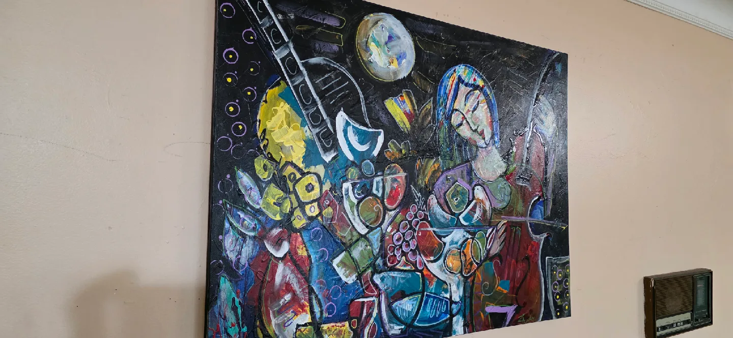 Original hand-painted painting by local artist cello player image indicator(6)