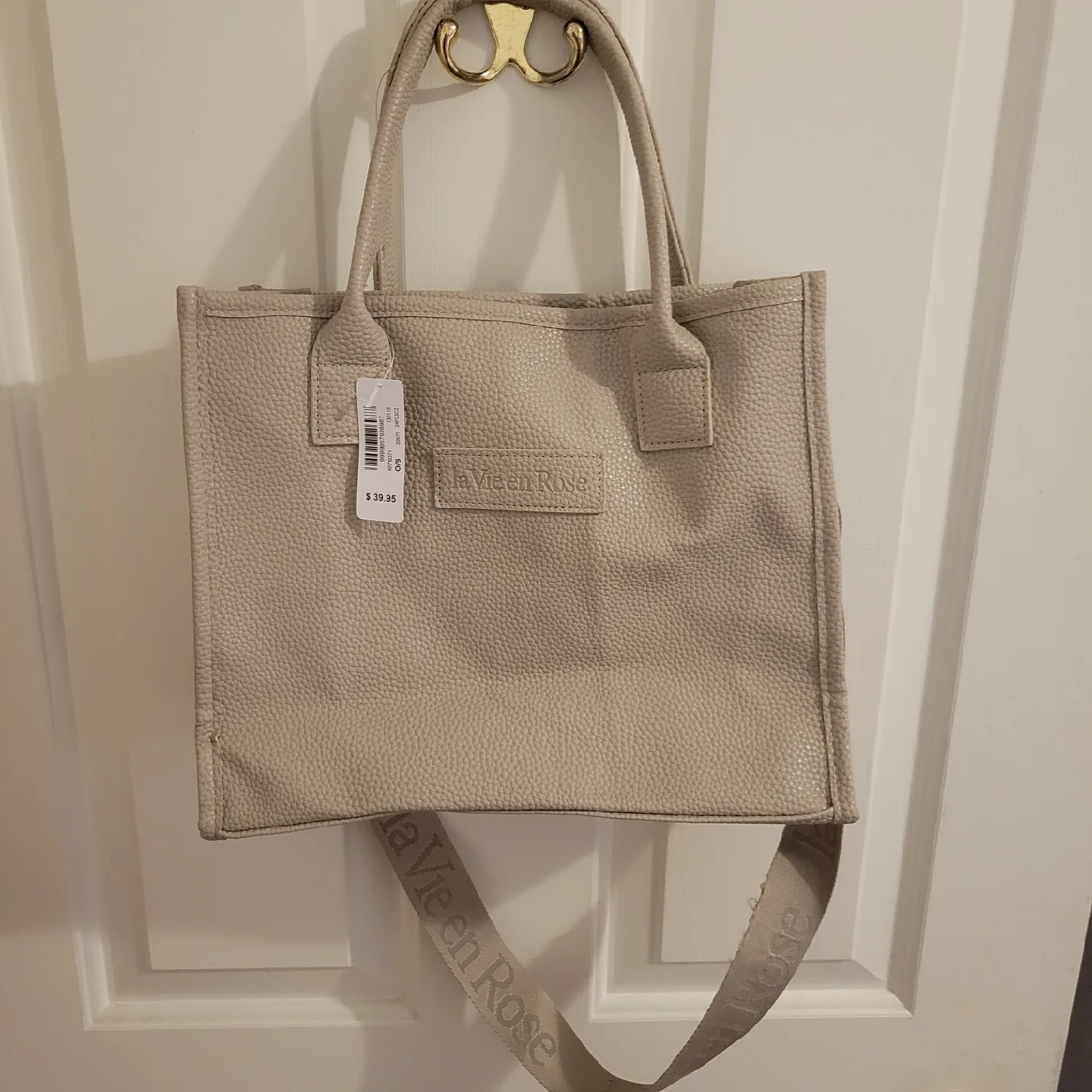 La Vie en Rose Beige Tote Bag-Brand New thumbnail