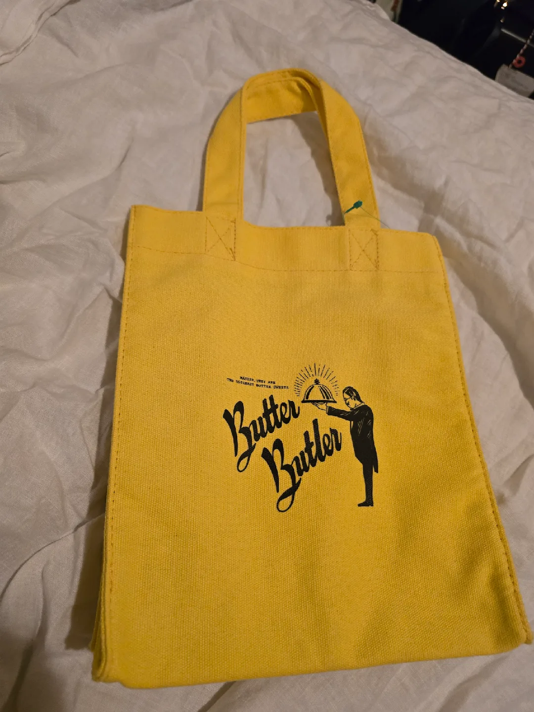 Butter Butler Yellow Tote Canvas cotton Bag BN thumbnail