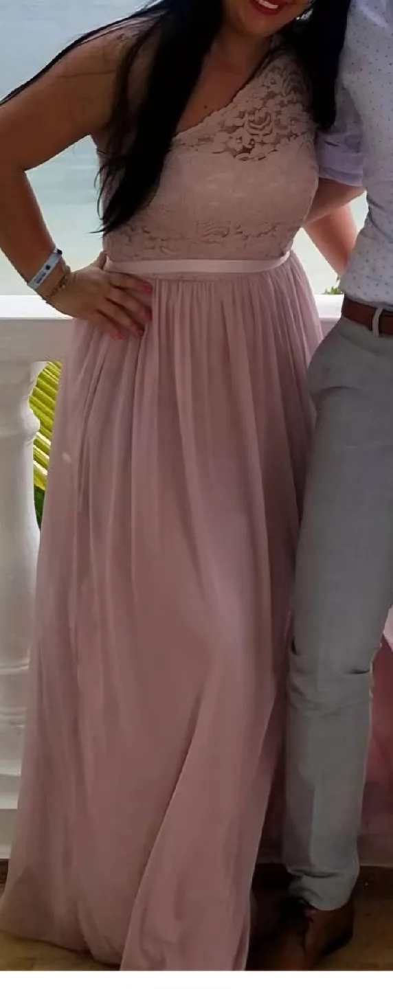 David's Bridal One Shoulder Lace Dress 8-10 image indicator(2)