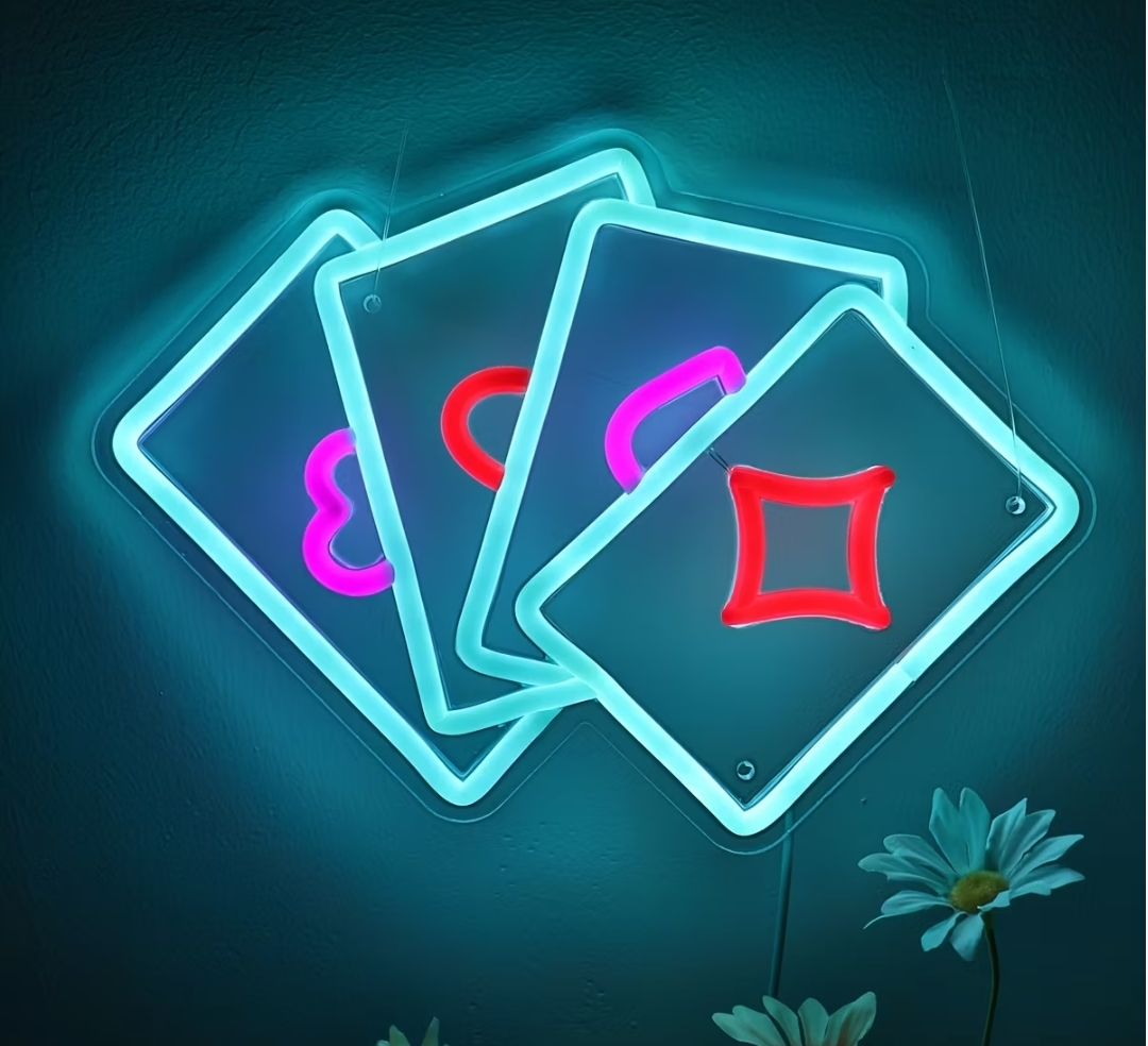 Neon Playing Card Wall Decor
