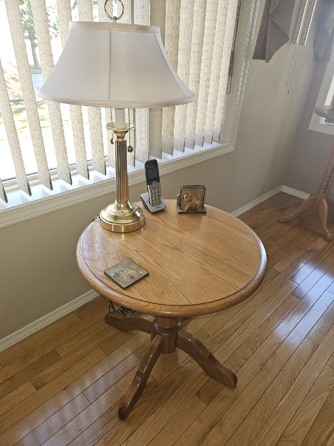Round Oak Side Table