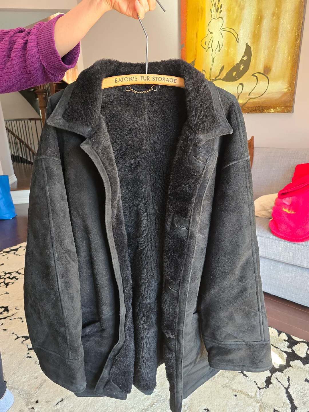 Vintage  Fur  Black Shearling Coat, size XL image indicator(2)