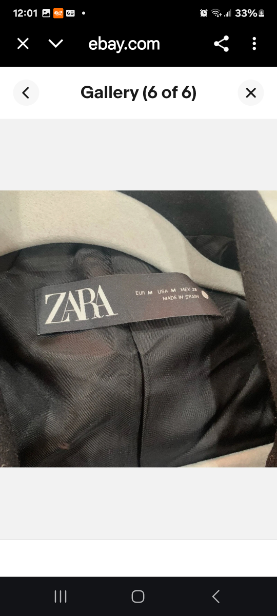 Zara Manteco Black Double Breasted Coat Size S - photo 2