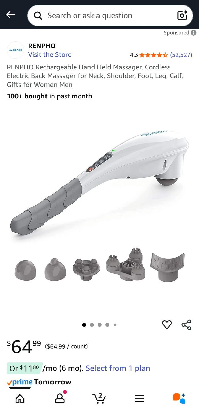 New RENPHO Cordless Electric Back Massager