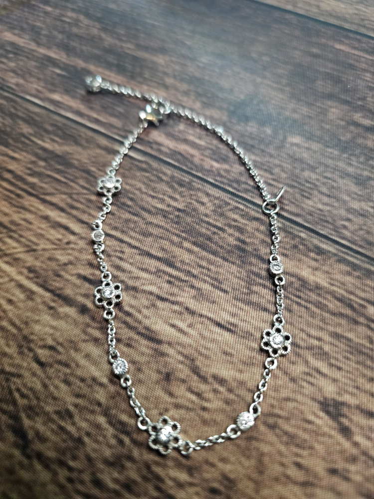 Silver Flower Link Bracelet stamped 925 - photo 2