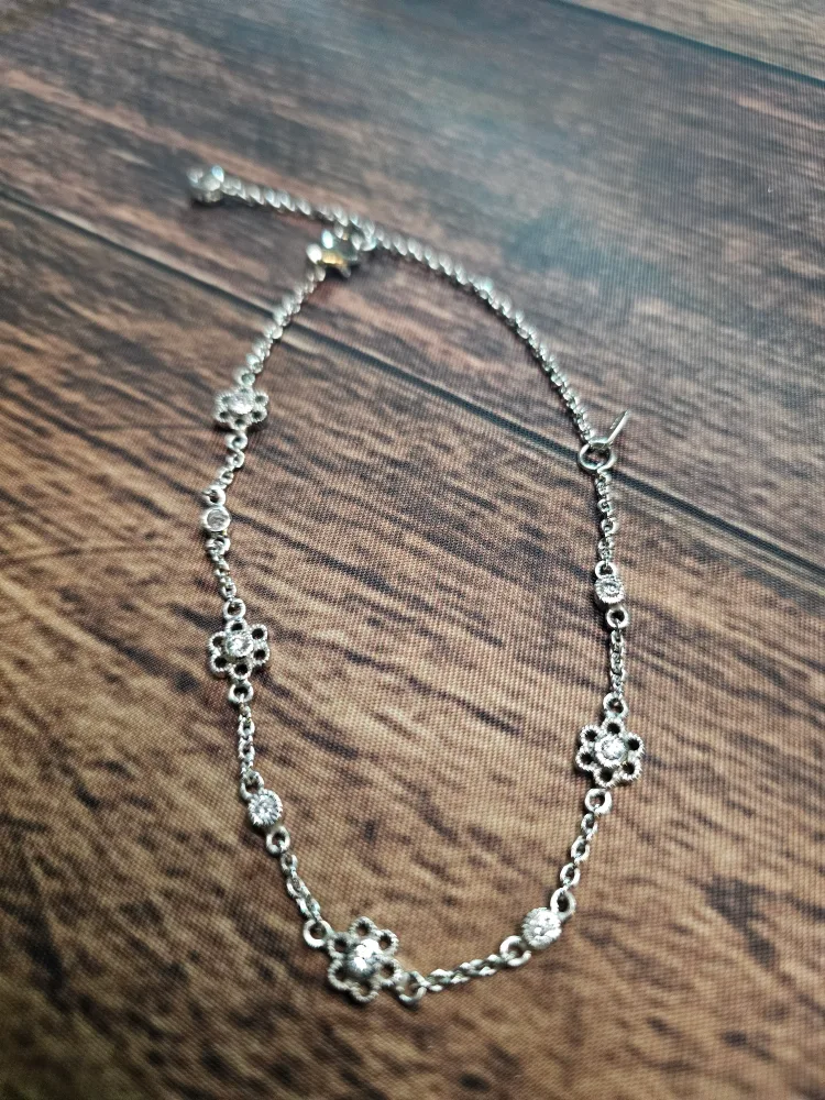 Silver Flower Link Bracelet stamped 925 image indicator(2)