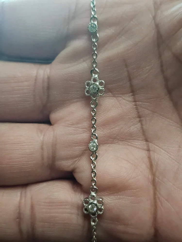 Silver Flower Link Bracelet stamped 925 image indicator(4)