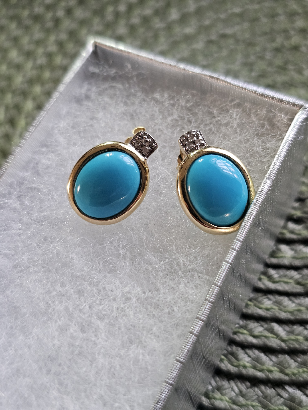 Turquoise &14K Gold Earrings 4.13g