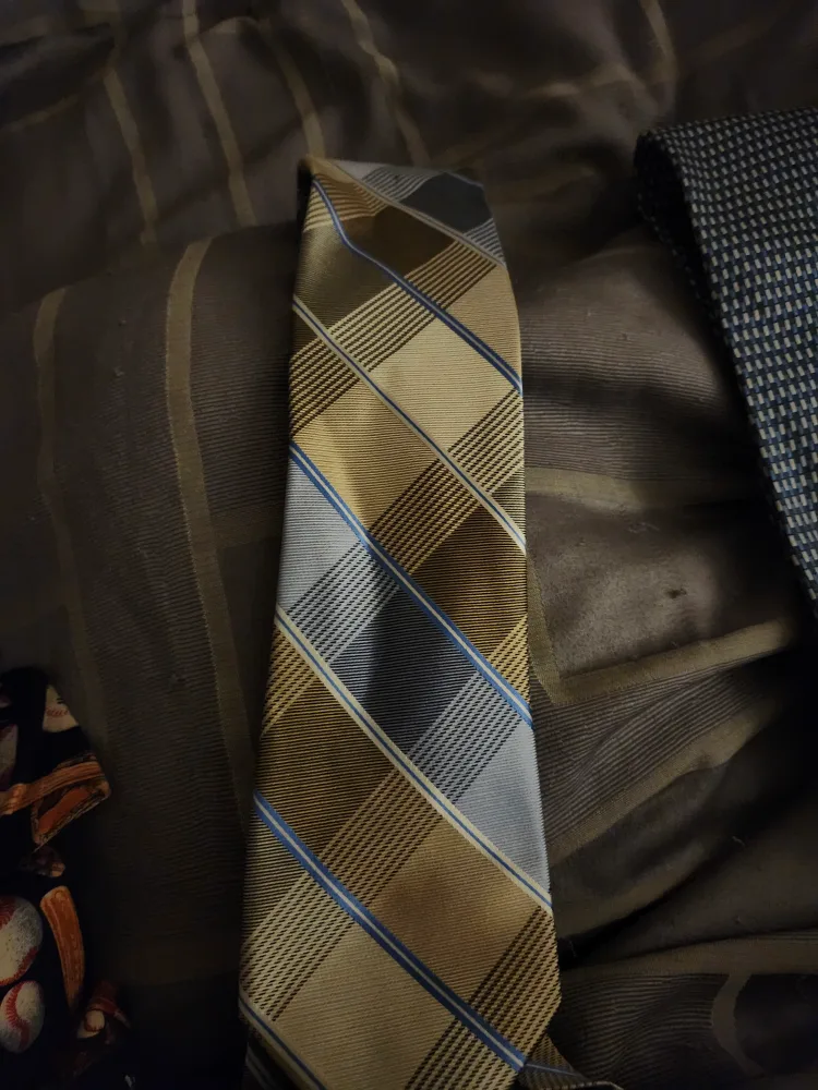 Men's Plaid Necktie - Brown, Blue, Grey thumbnail