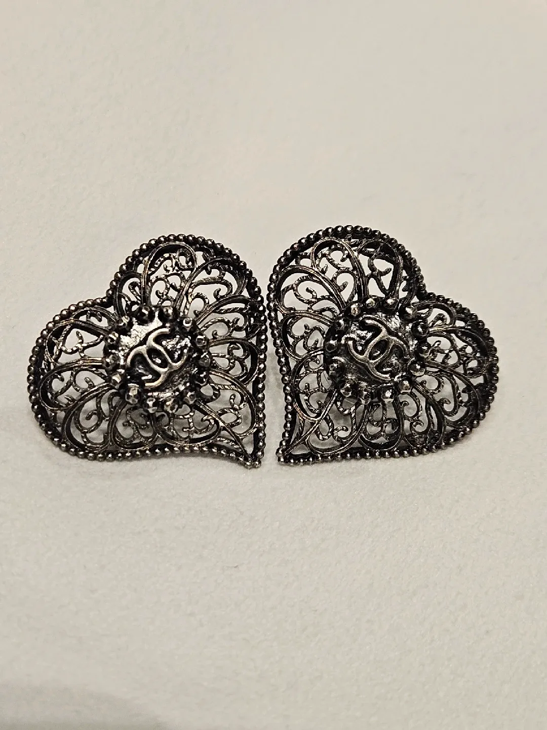 Chanel Heart Earrings - Silver thumbnail