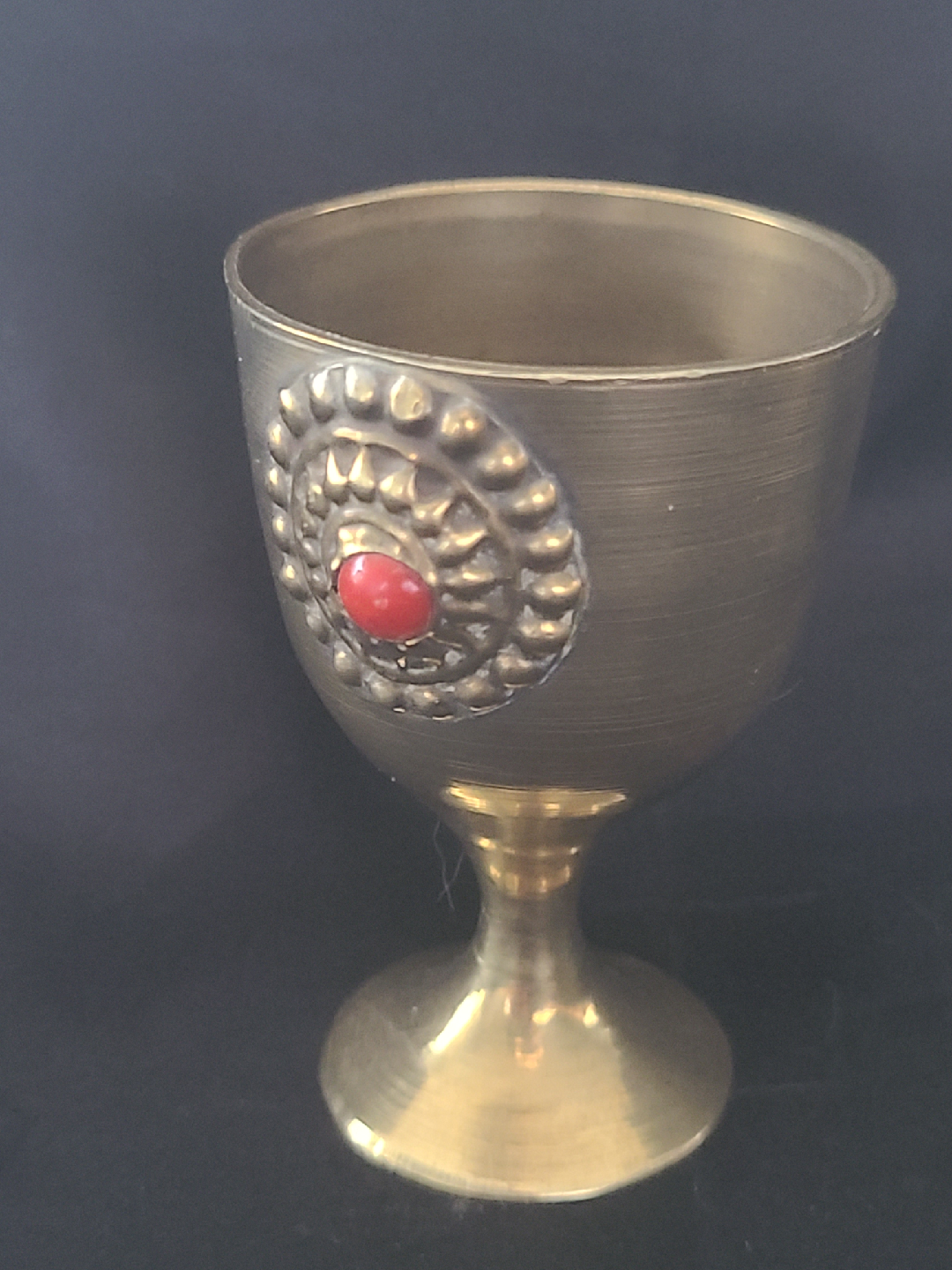 Vintage Brass Chalice Cup with Gemstones