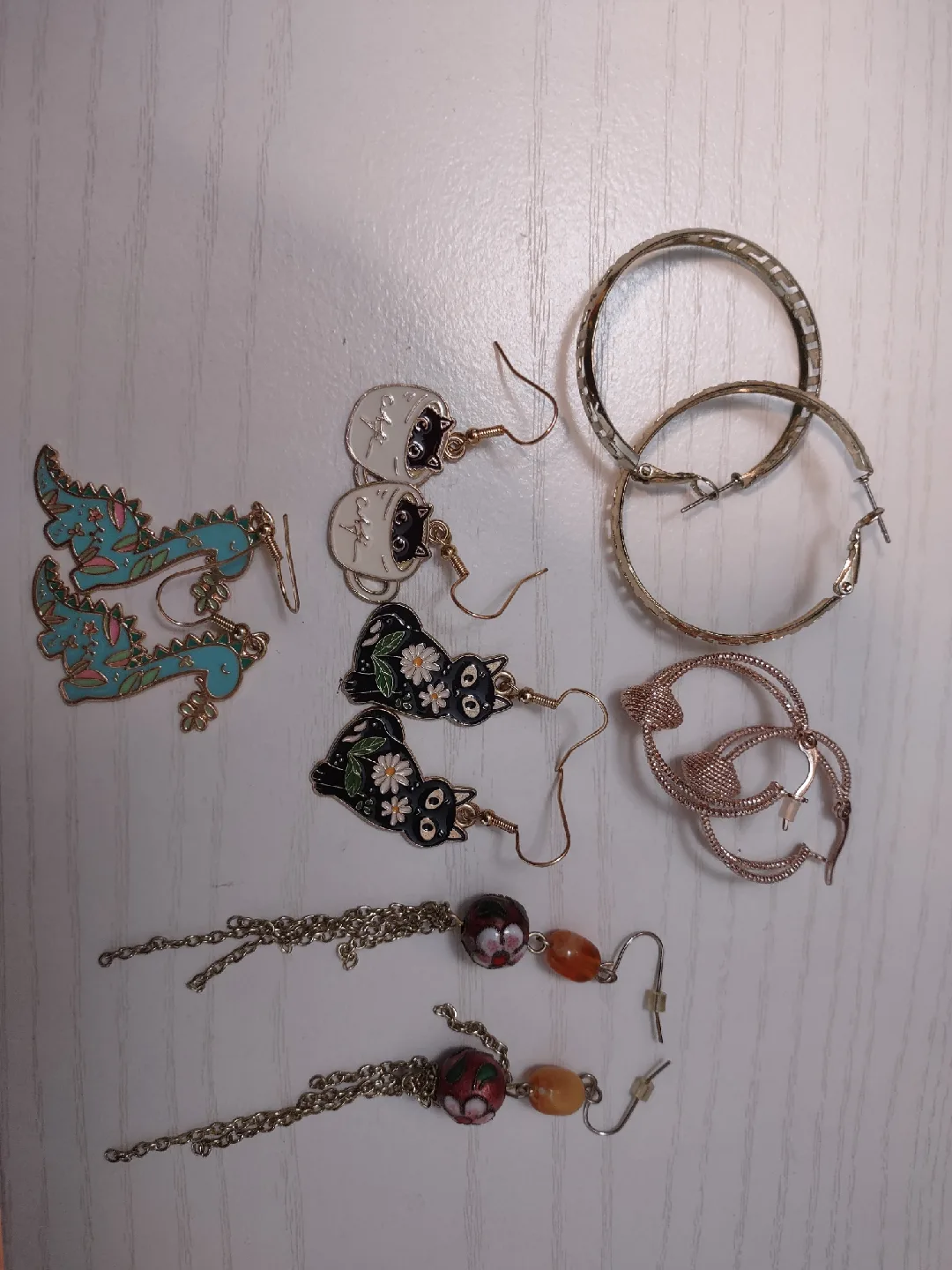 Assorted Earrings - Hoops, Cats, Dragons thumbnail