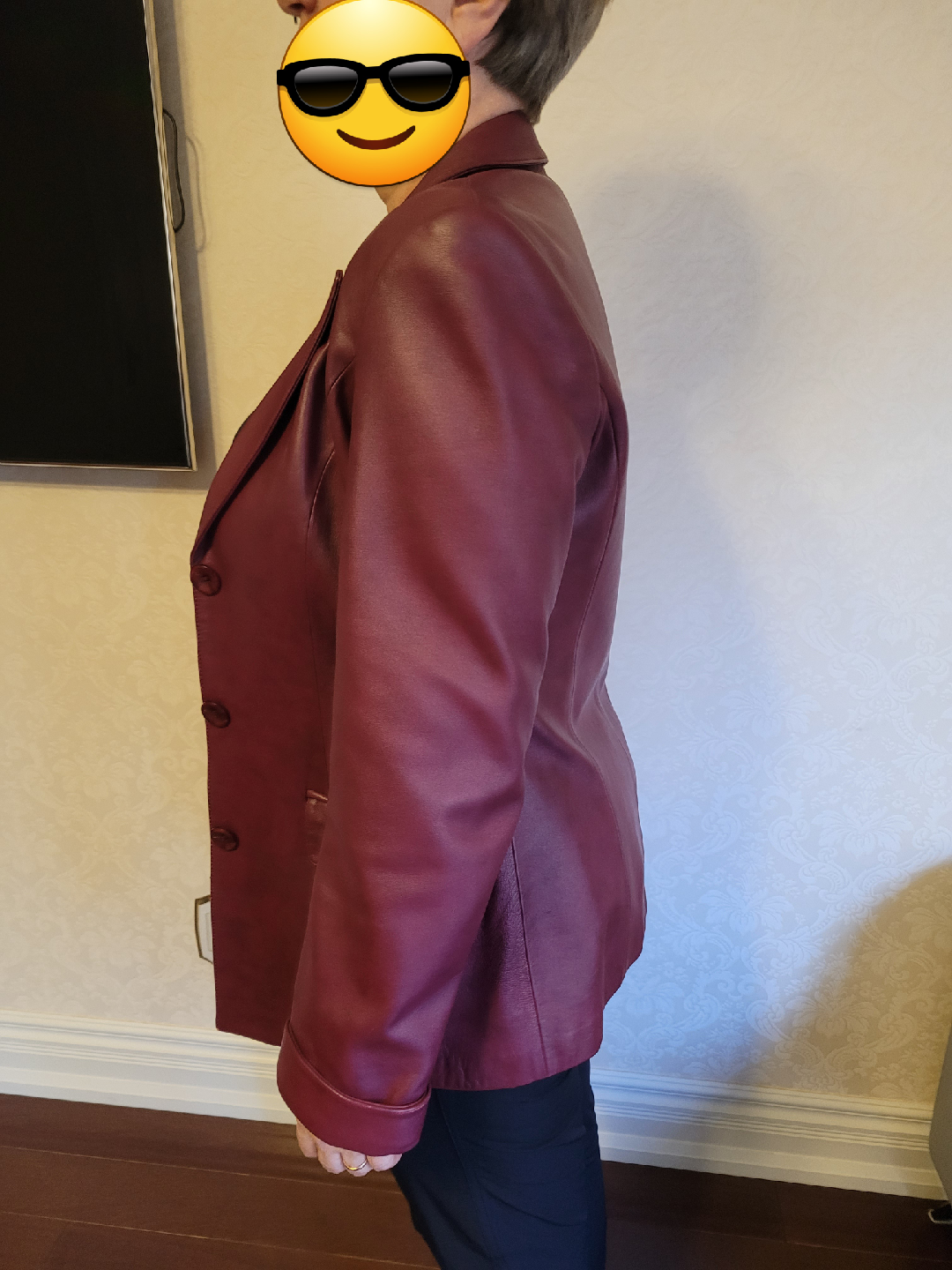 Burgundy Genuine Leather Blazer - photo 4