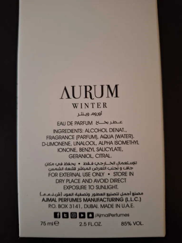 Ajmal Aurum Winter EDP 75ml image indicator(3)