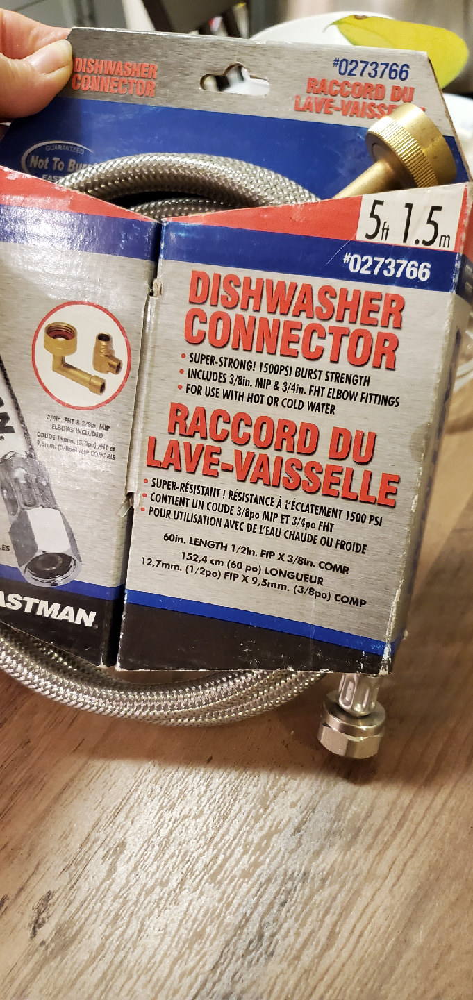 Eastman Dishwasher Connector  kit Hose fittings- 5ft - photo 3