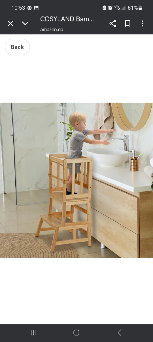 COSYLAND Bamboo Toddler Kitchen Step Stool - Natural image indicator(3)