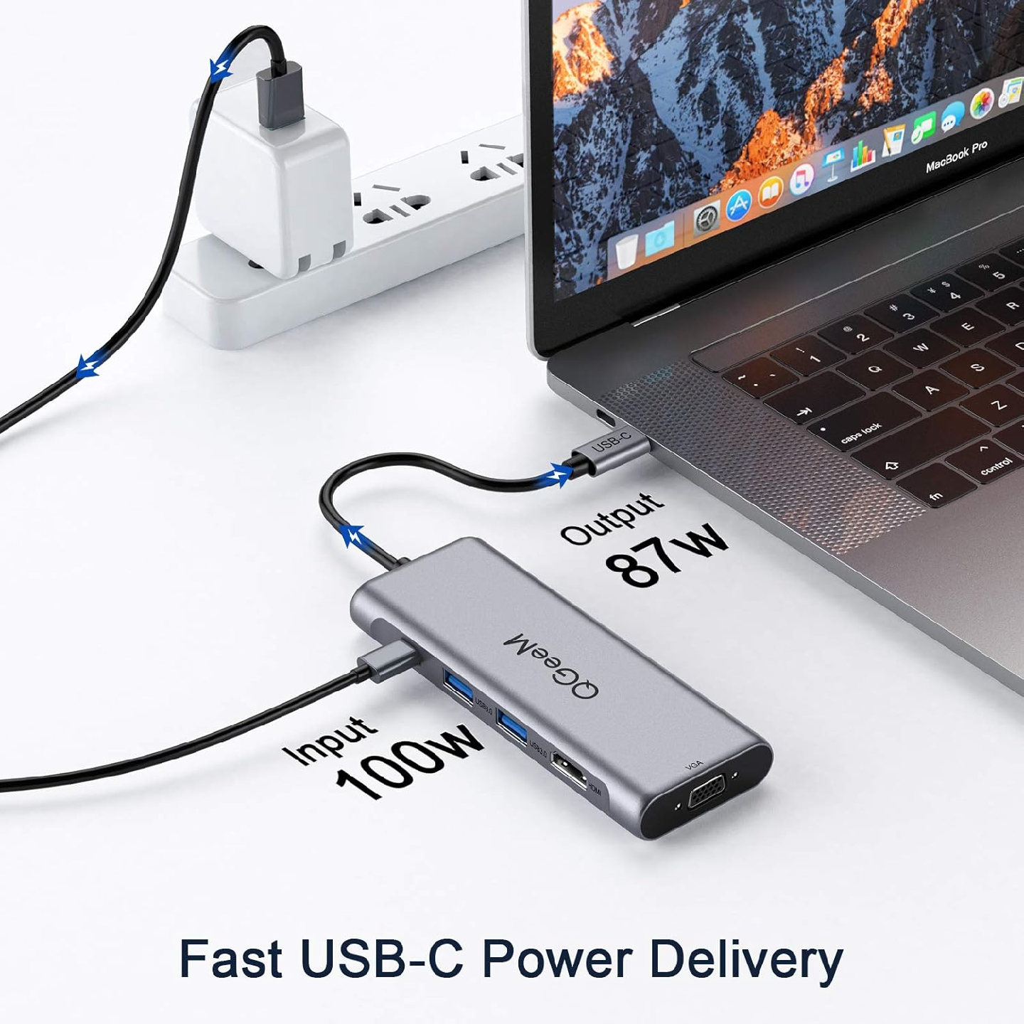 USB C Hub, QGeeM 8 in 1 USB Type-C Hub - photo 4