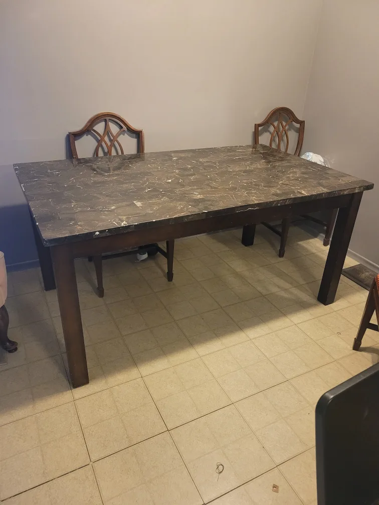 Dining Table with Marble-look Top image indicator(3)