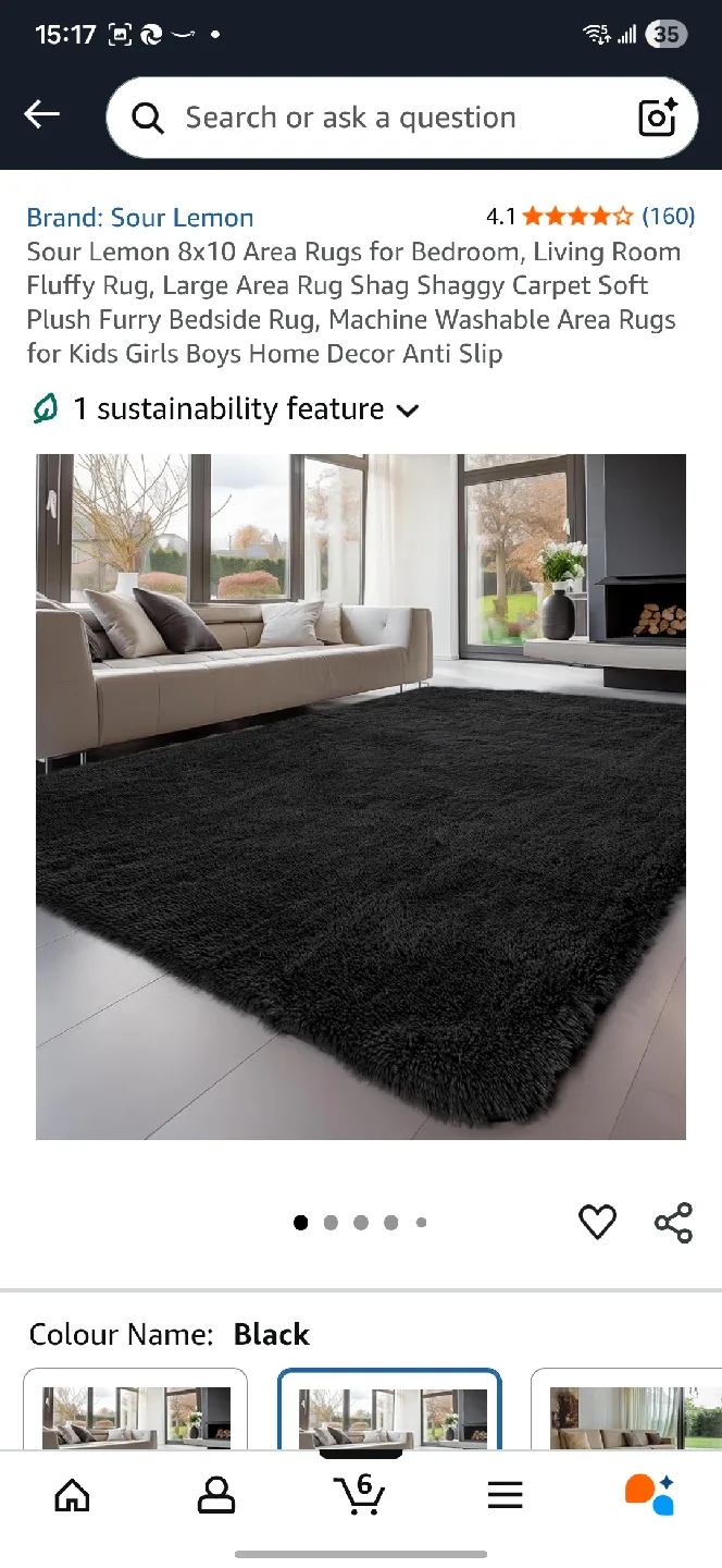 Black Shag Area Rug (2 sizes) thumbnail
