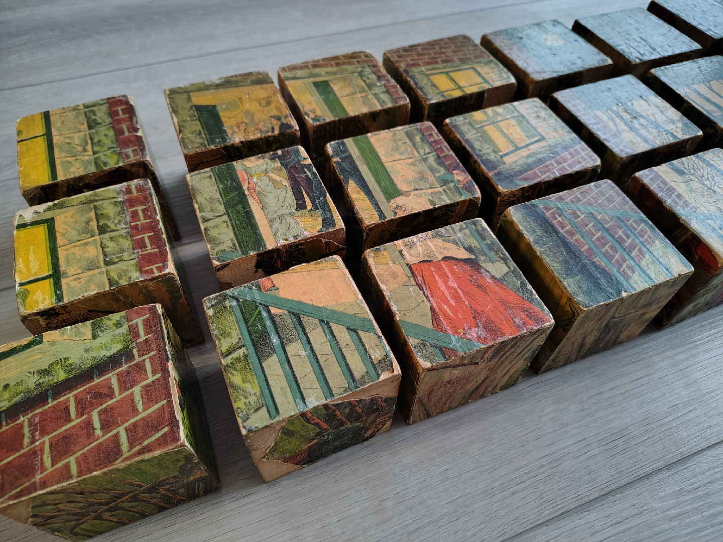 Very Nice, Very Vintage Wooden Puzzle Picture Blocks. - photo 2