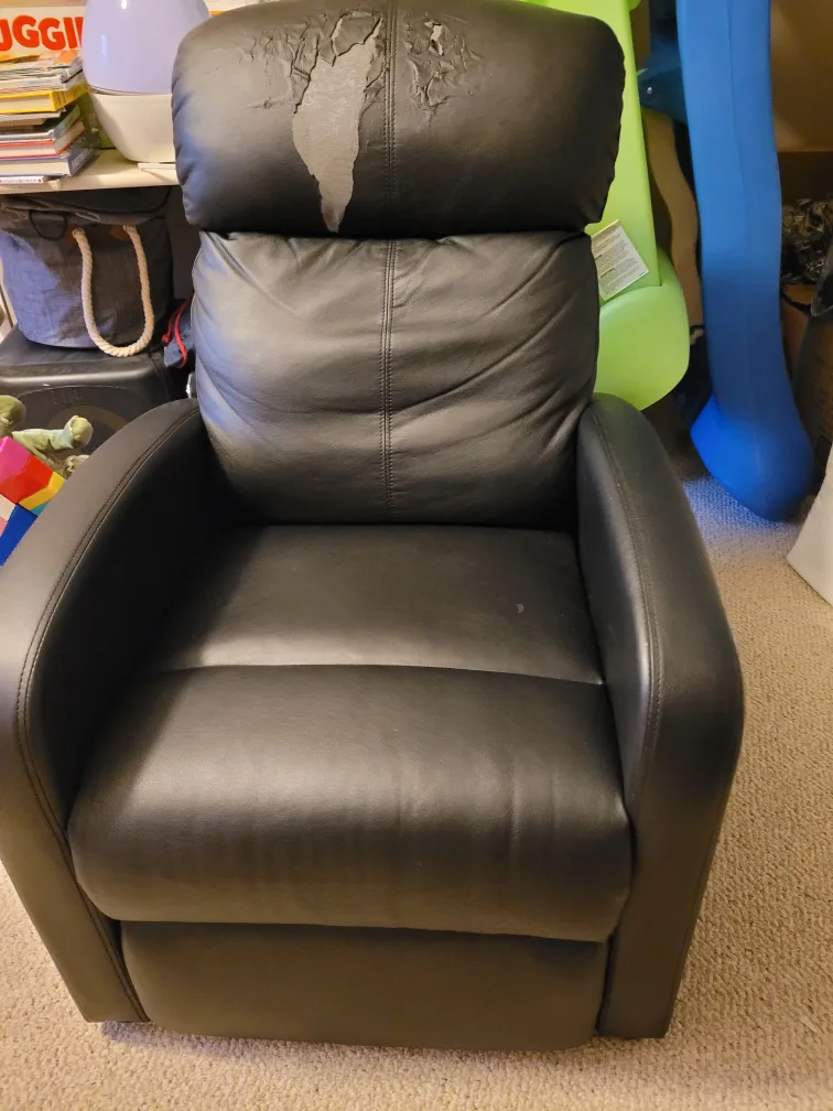Black Leather Recliner - Some Wear
