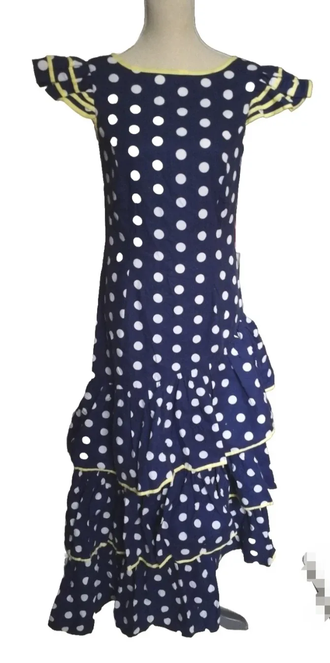Navy Blue Polka Dot Flamenco Dress size S image indicator(3)