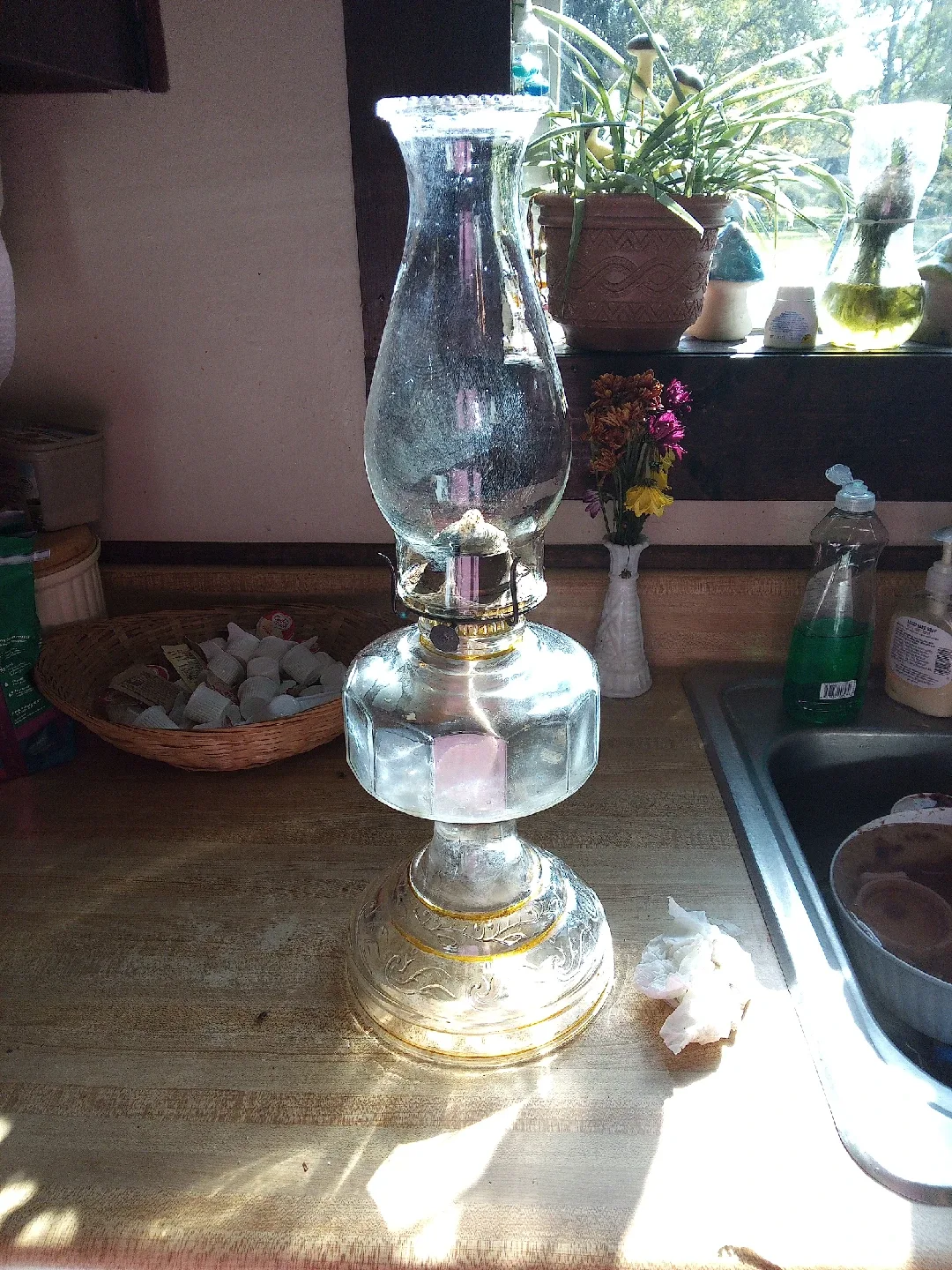 Vintage Glass Oil Lamp