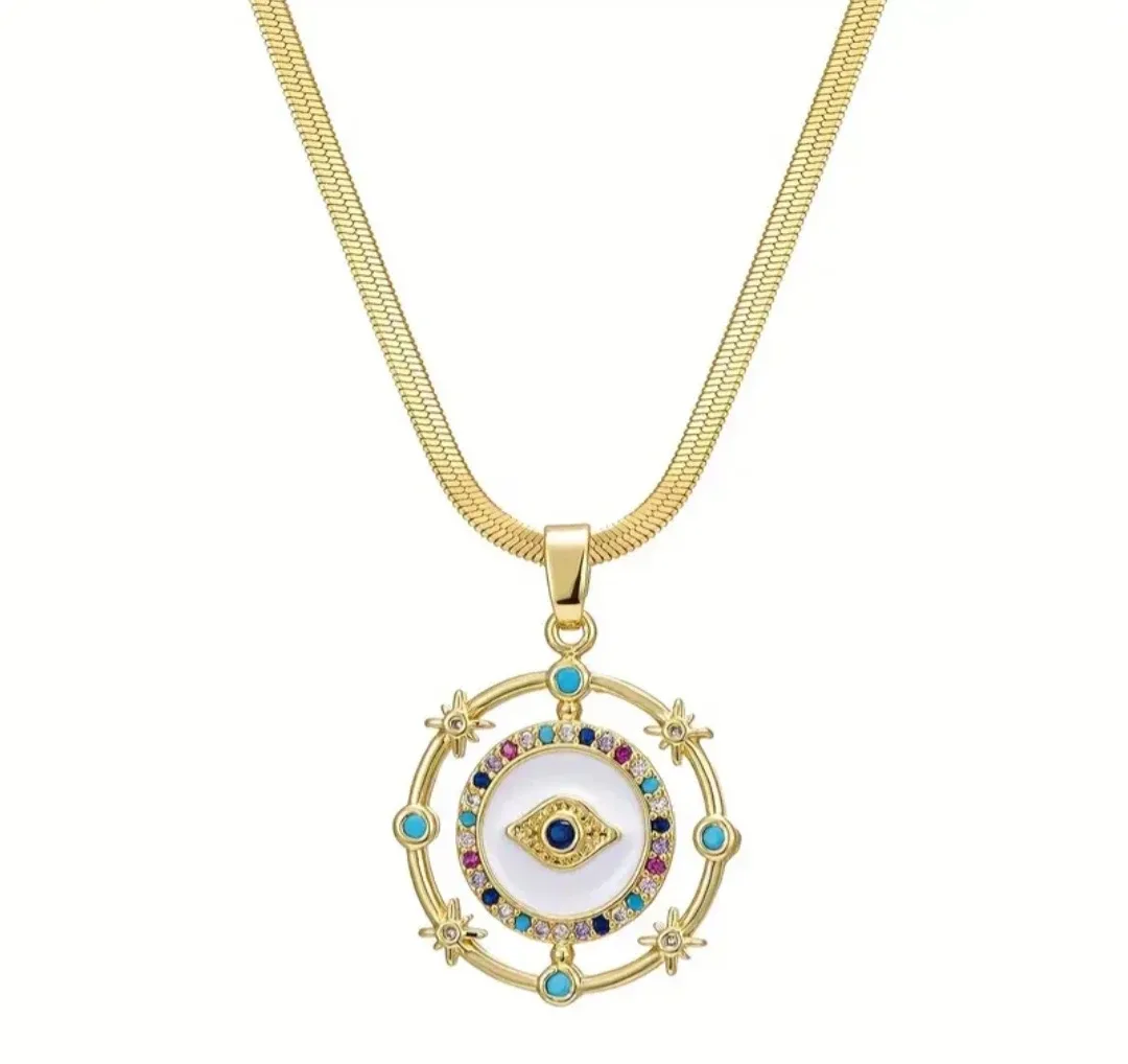 Gold Evil Eye Pendant Necklace image indicator(3)
