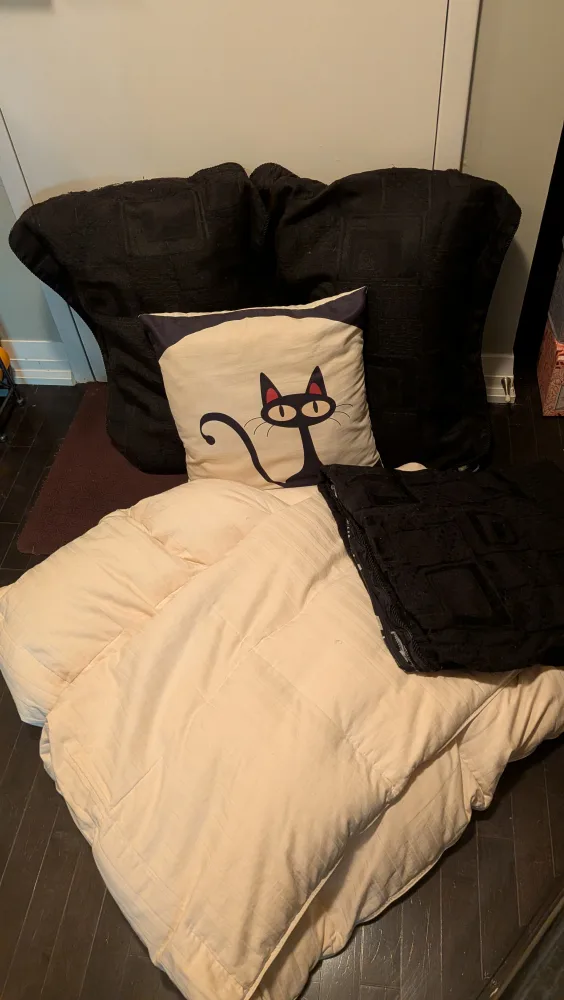 Queen Feather Duvet, Pullows and Comforter Set, Black thumbnail