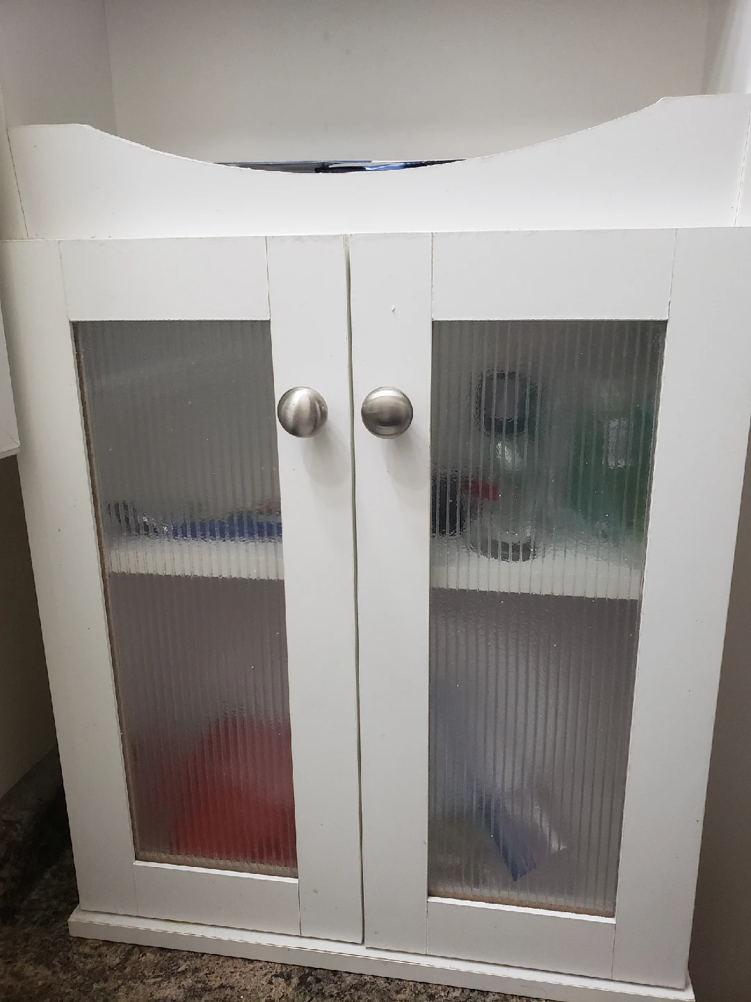 White Bathroom Cabinet with Glass Doors