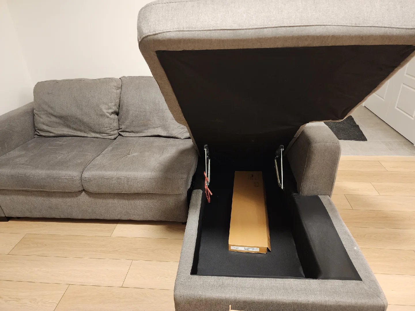 Grey Sectional Sofa BED with STORAGE image indicator(4)