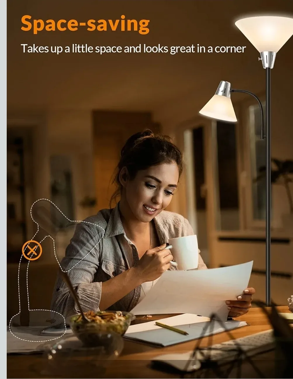 Lepower Floor Lamp with Adjustable Reading Light image indicator(2)