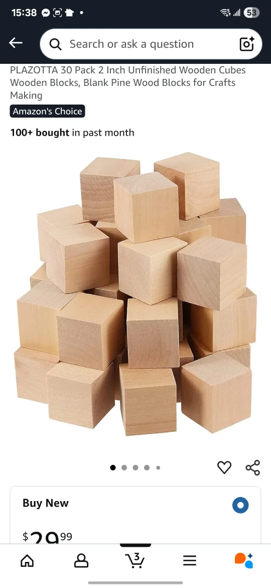 Wood Cubes - 2 inch & 3 inch - Crafts thumbnail