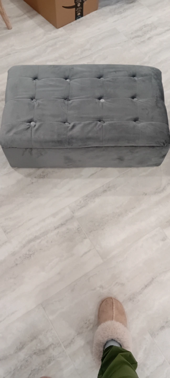 Grey Tufted Ottoman - photo 2