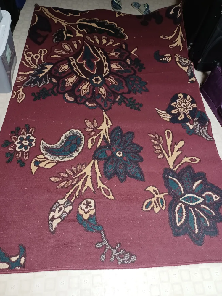 Floral Patterned Rug - Burgundy image indicator(2)