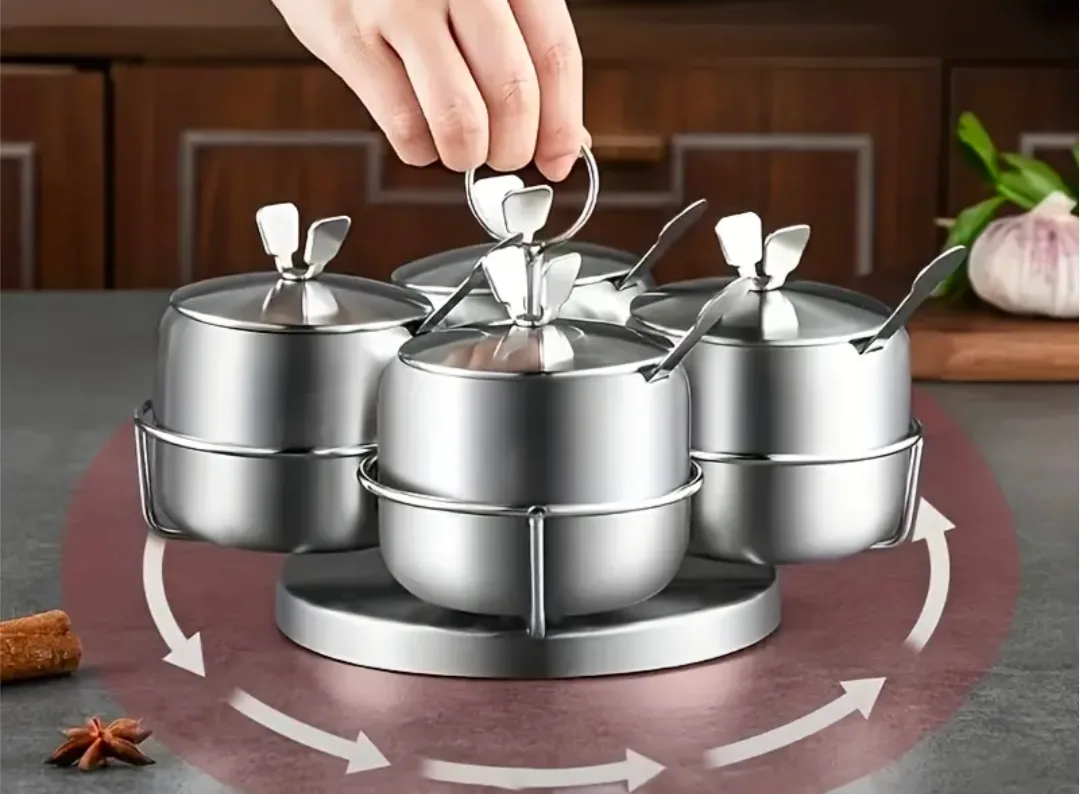 brand new high quality Stainless Steel Spice Jar Set with Spoons image indicator(3)