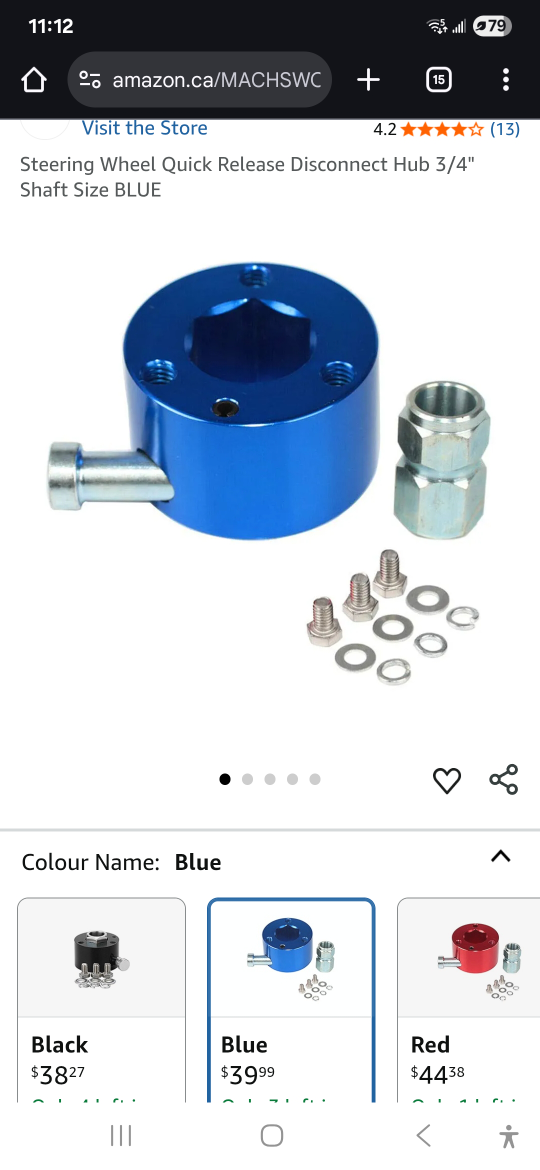Blue Steering Wheel Quick Release Disconnect Hub 3/4" - photo 4