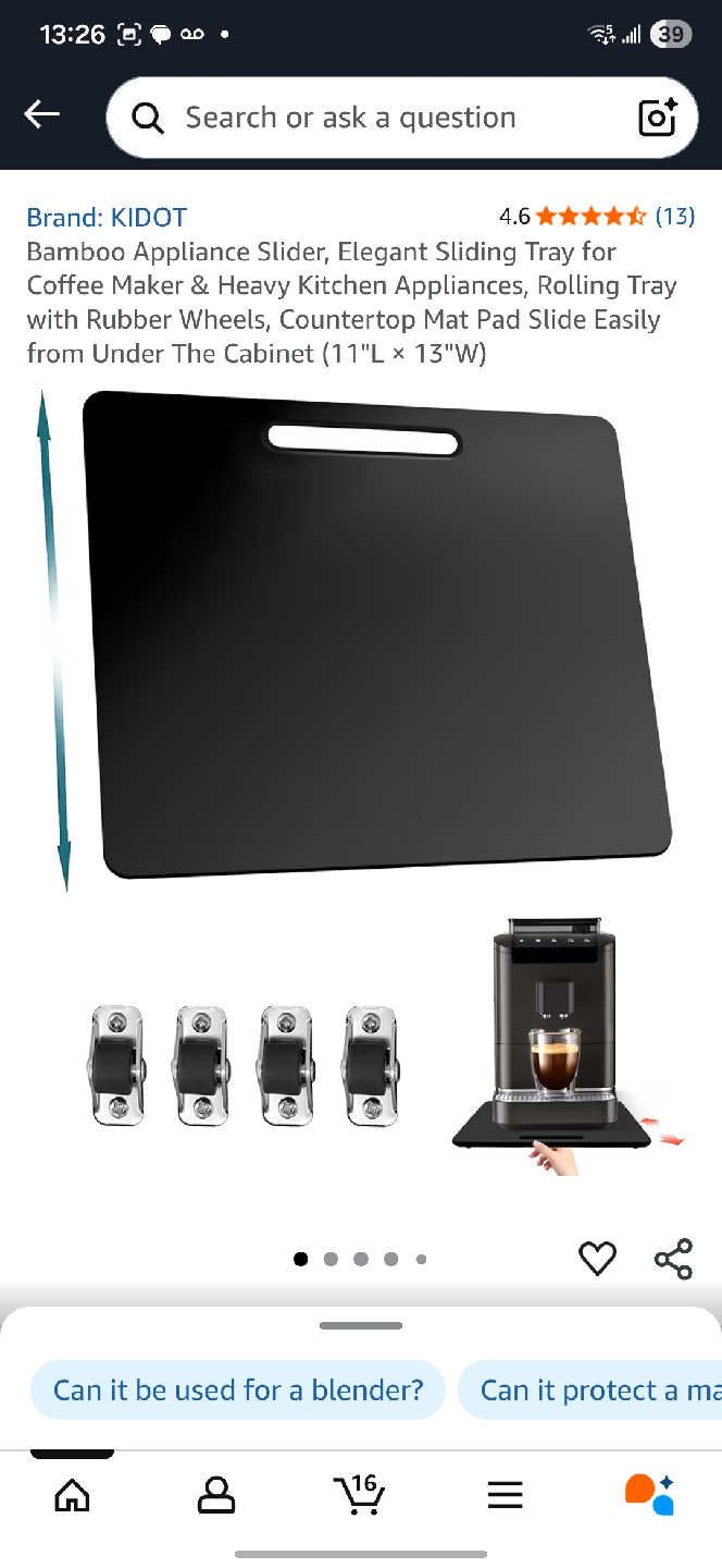 KIDOT Bamboo Appliance Slider - Black