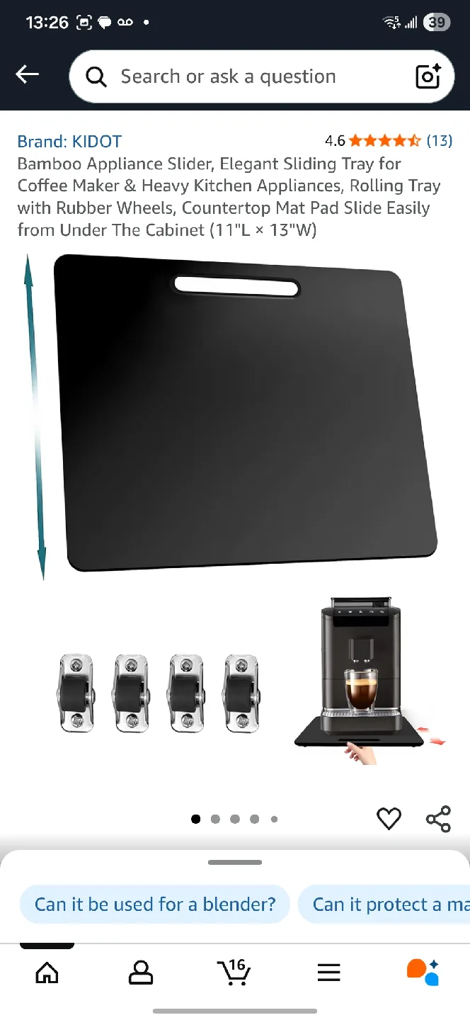 KIDOT Bamboo Appliance Slider - Black thumbnail