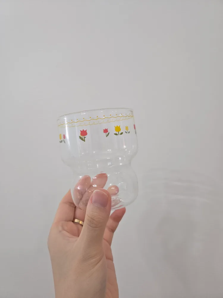 Floral Clear Glass Plate and Cup Set image indicator(3)