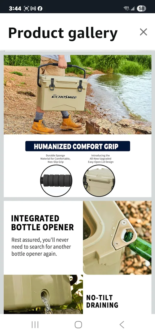 EchoSmile 25 Quart Insulated Portable Cooler - Khaki image indicator(7)