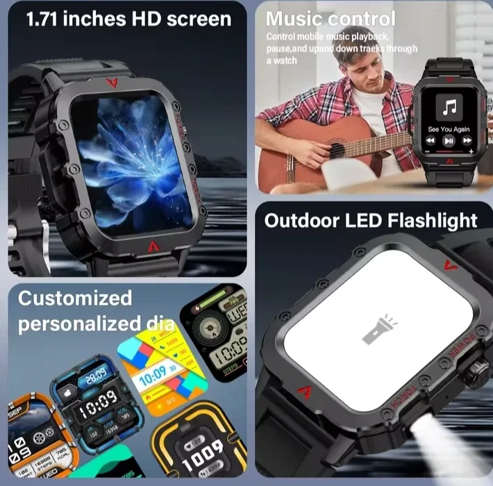 LAXASFIT Smart Watch - Wireless Call & LED Flashlight image indicator(5)