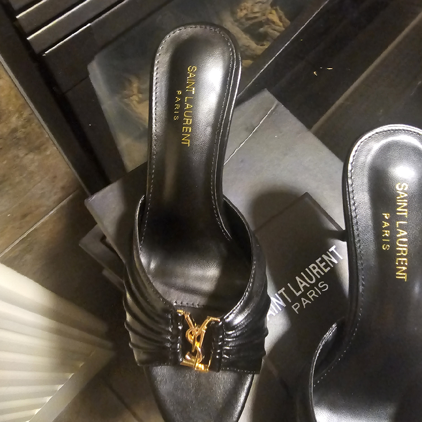 Saint Laurent Black Leather Mules Size 38 - photo 4