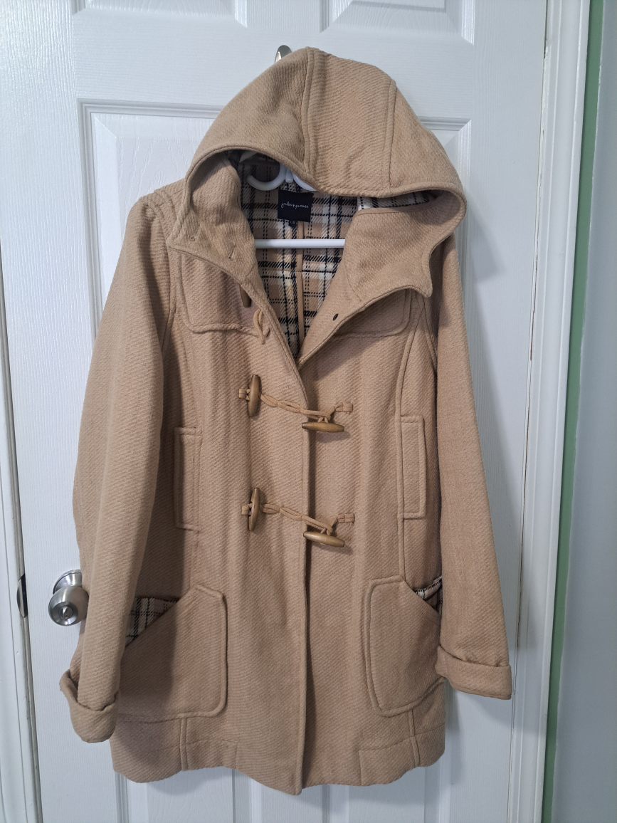 Jules & James Beige Hooded Duffle Coat - Size L