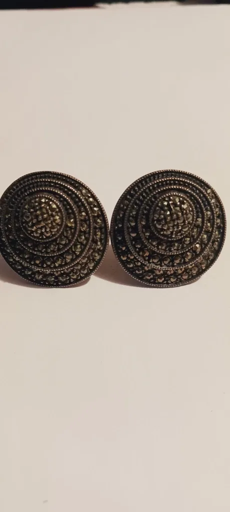 Vintage Designer JUDITH JACK Sterling Silver Marcasite Earrings thumbnail