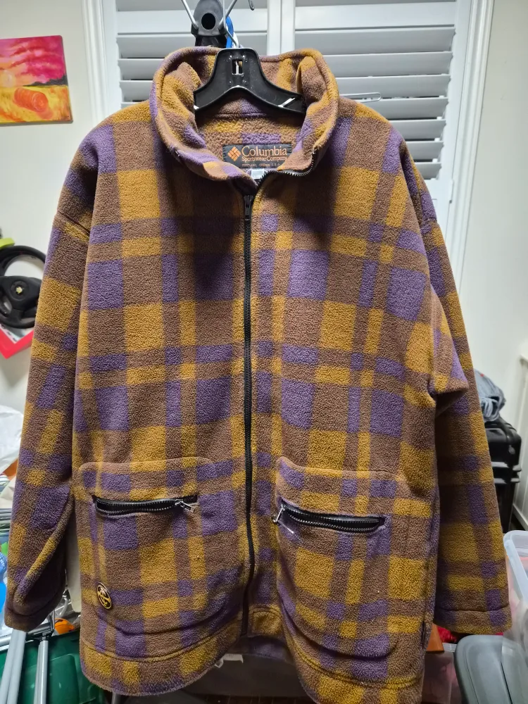 Columbia Fleece Jacket - Brown & Purple Plaid thumbnail