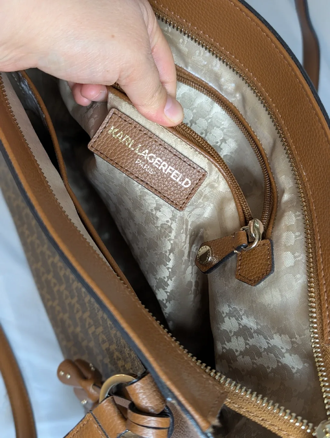 Karl Lagerfeld Monogram Brown Tote Bag image indicator(4)