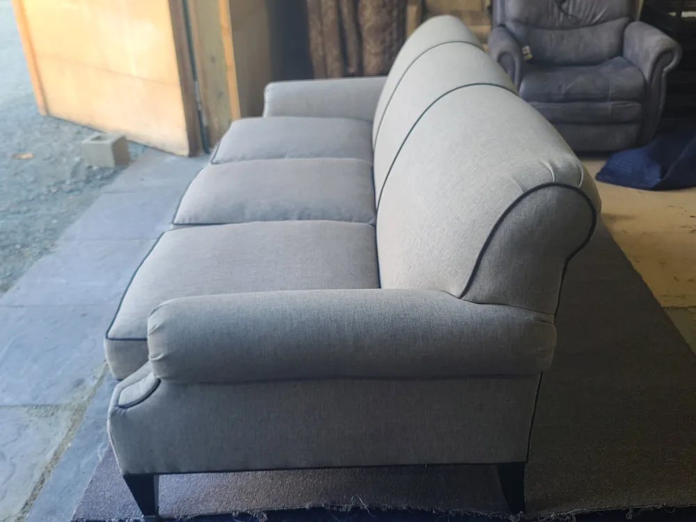 DREXEL HERITAGE GREY FABRIC ROLLED ARM SOFA image indicator(2)