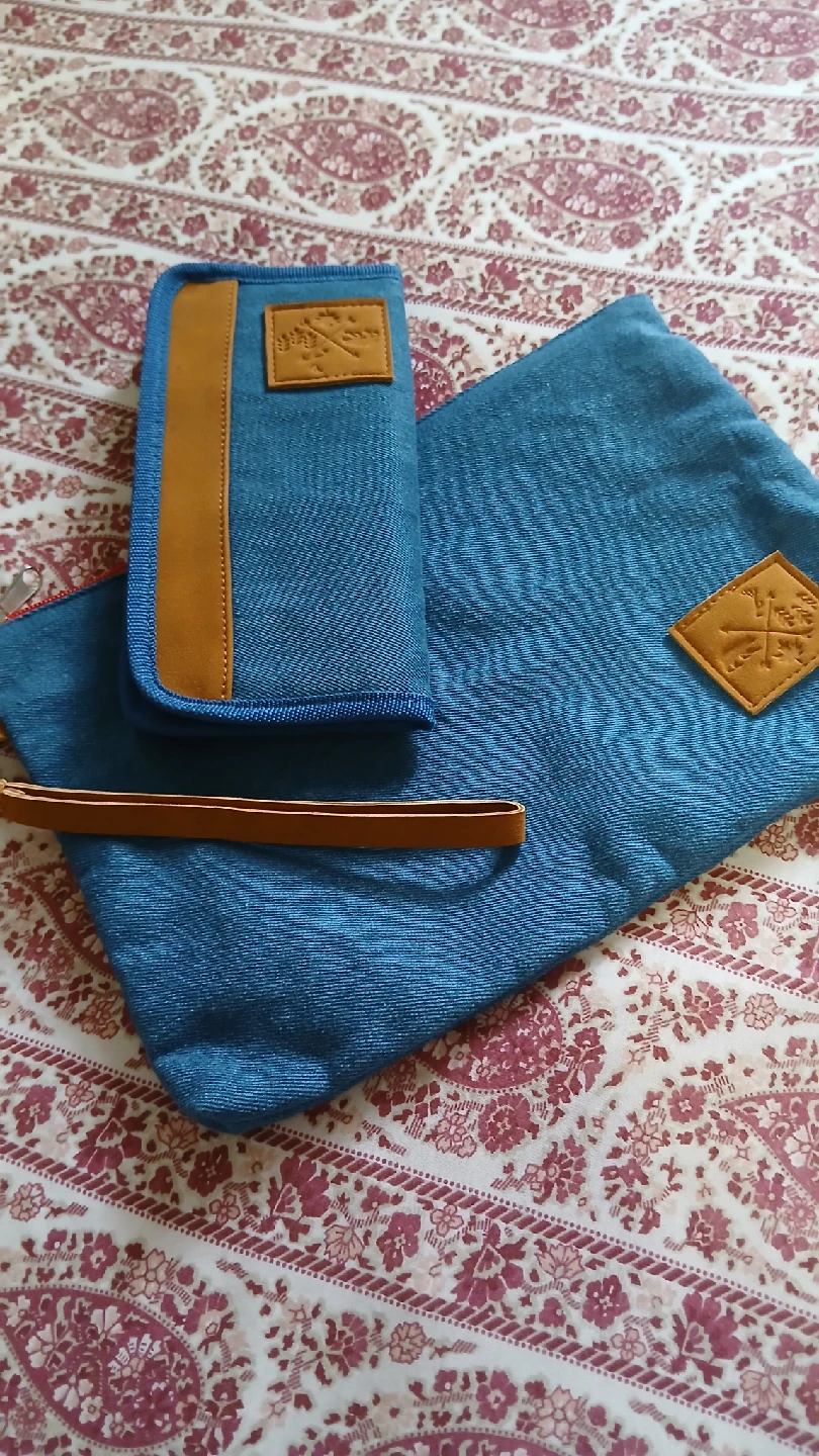 Denim Clutch and Wallet Set
